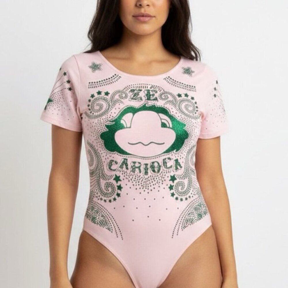 Farm Rio Disney Zé Carioca Pink Bodysuit Medium